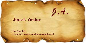 Joszt Andor névjegykártya